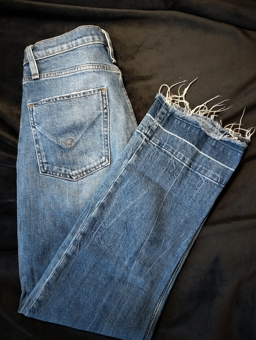 EUC Hudson Remi High Rise Straight Leg Blue Frayed Hem Denim Jeans - 26